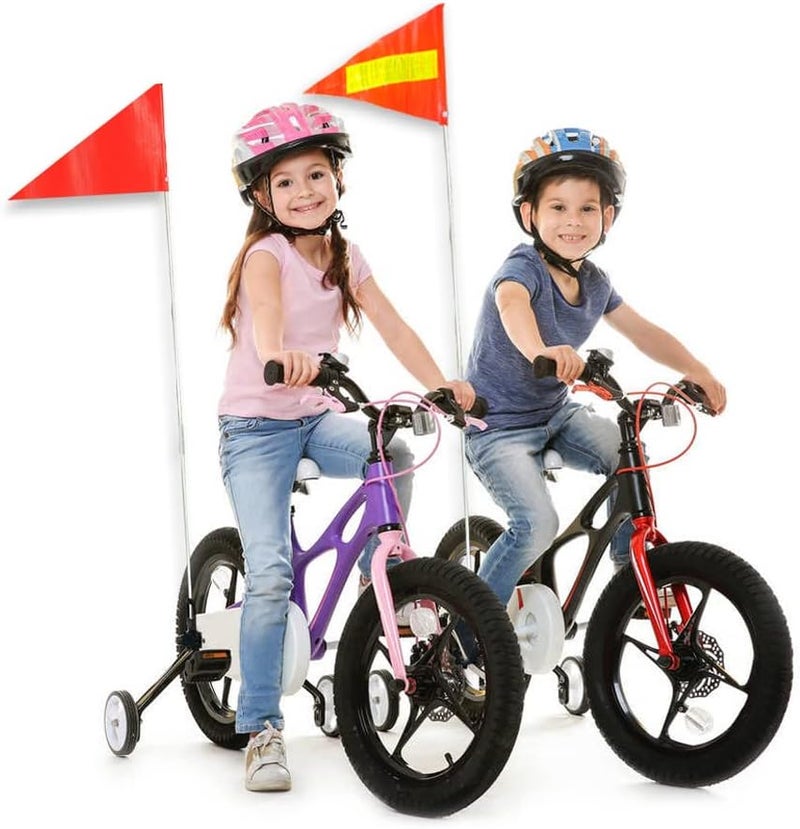 Acrebow Bike Safety Flag with Pole 2 Sets, 6-Foot Adjustable Height Sturdy Fiberglass Tear-Resistant Waterproof Orange Safety Flag (Red Yellow and White) - Image 4
